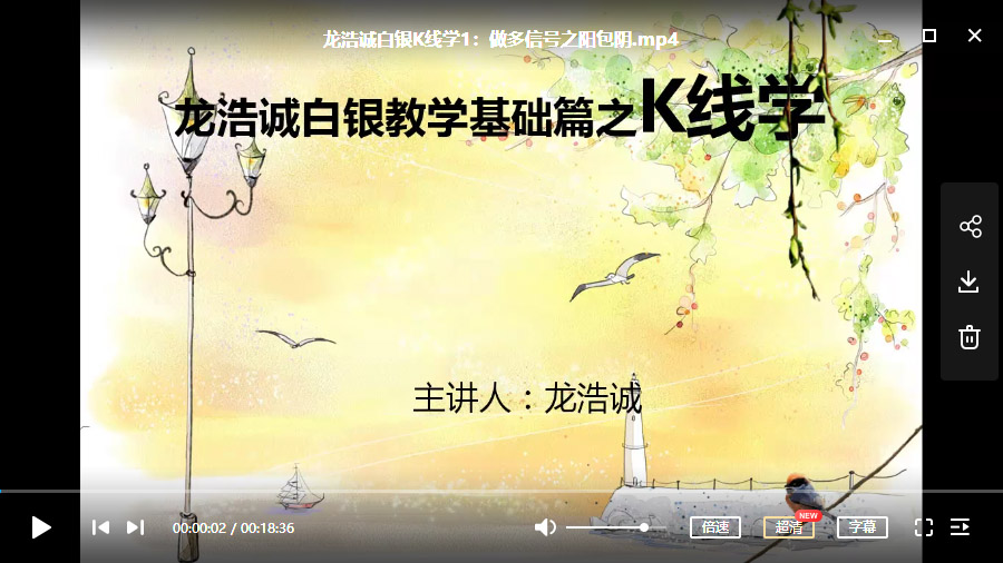龙浩诚白银K线学（共20讲）【现货白银-原油通用】视频培训课程