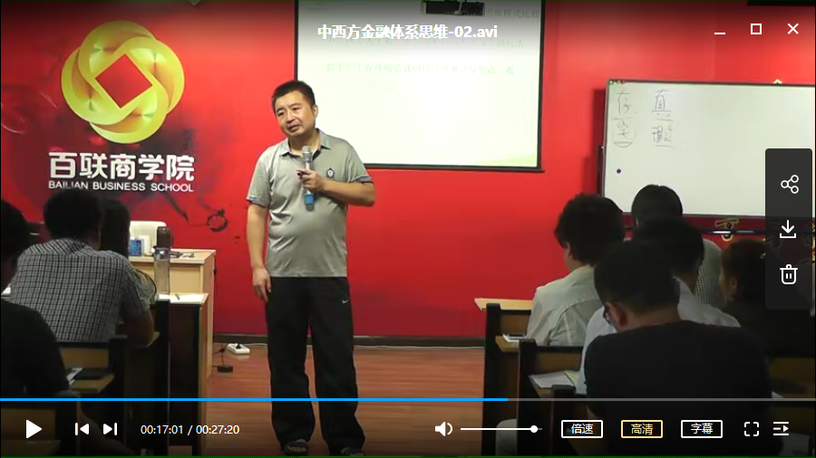 【百联商学院】翟山鹰 中西方金融体系与思维模式比较讲座视频(共15讲）