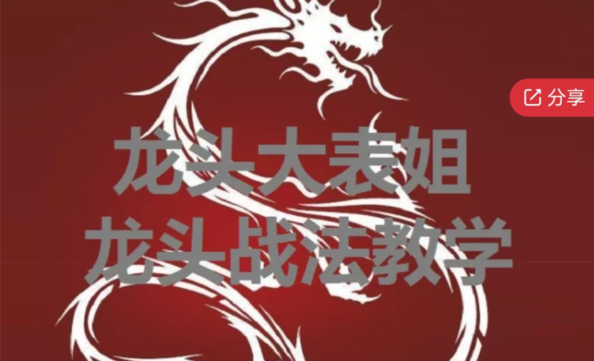 【龙头大表姐】龙头战法教学课程 2022年
