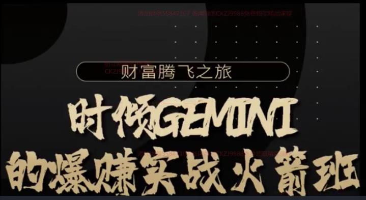 【时倾Gemini】财富腾飞之旅 爆赚实战火箭班视频课程