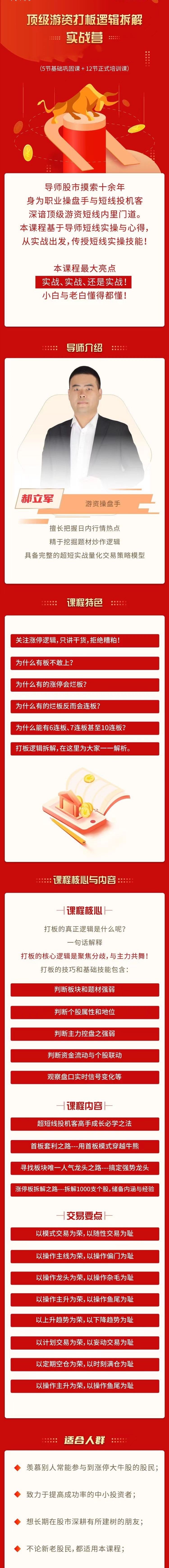  郝立军顶级游资打板逻辑拆解实战营