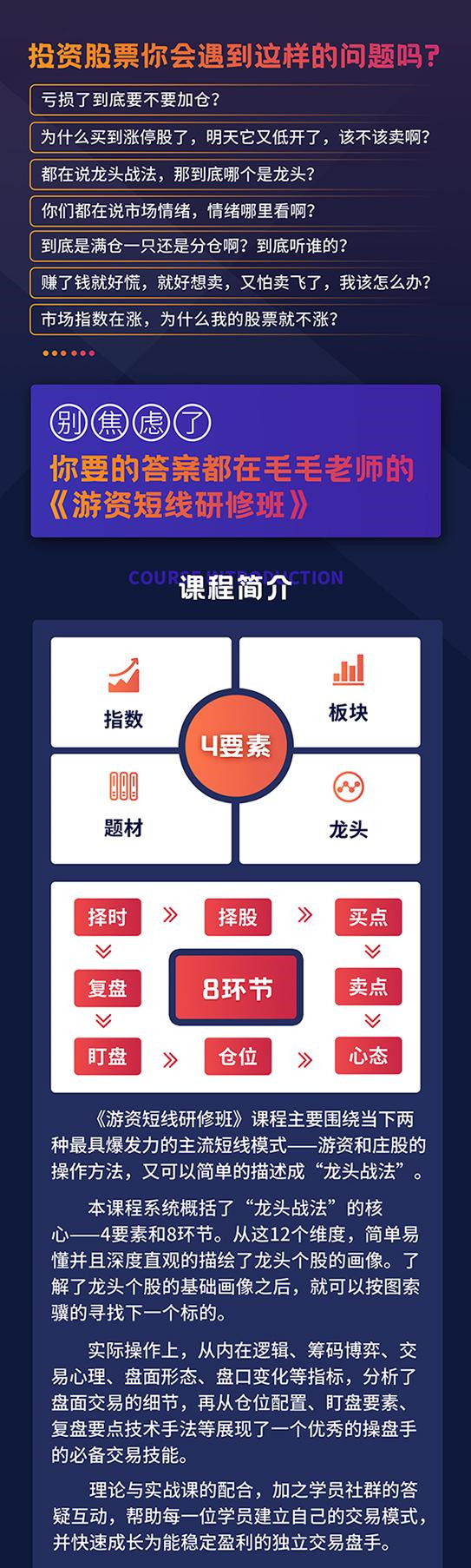毛毛游资短线研修班 系统讲解股票短线战法 毛毛游资短线研修班 系统讲解股票短线战法