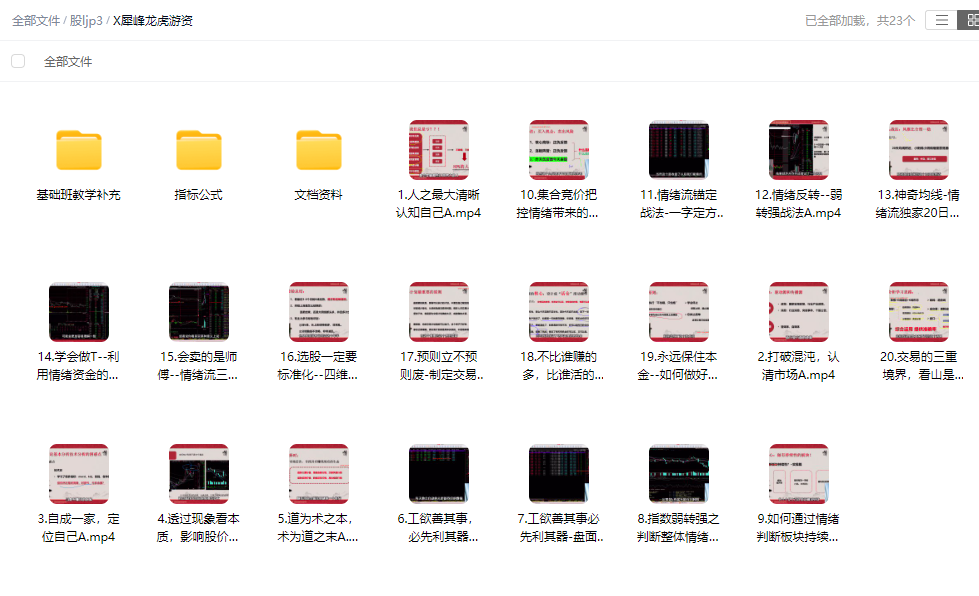 中广云犀锋龙虎游资情绪流实战课 视频+文档+指标公式