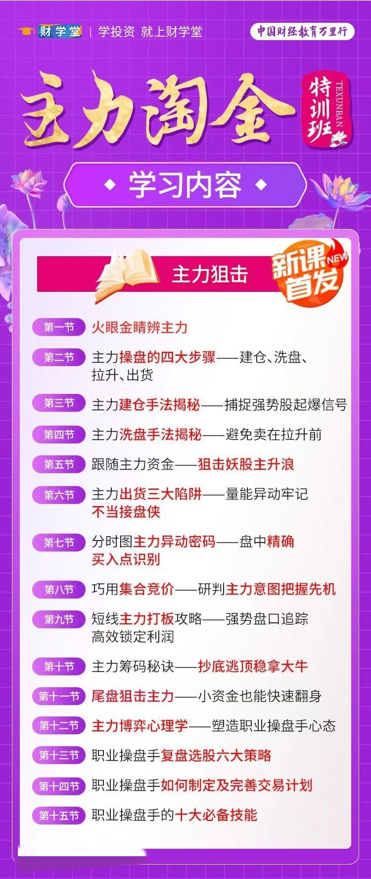 【何青平】主力淘金特训班主力狙击,何青平浓缩精华绝招公开实战秘笈